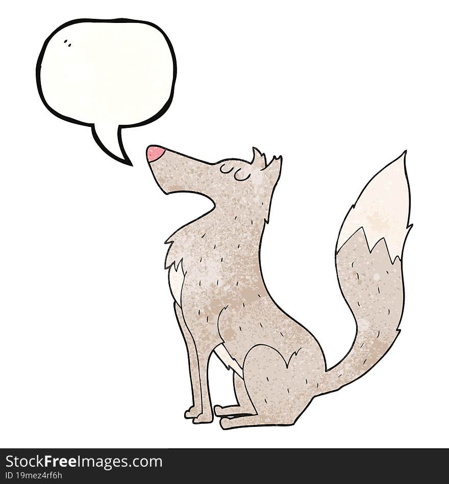 speech bubble textured cartoon wolf