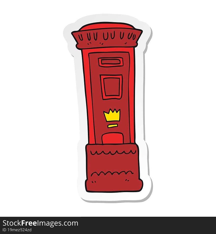 Sticker Of A Cartoon British Post Box