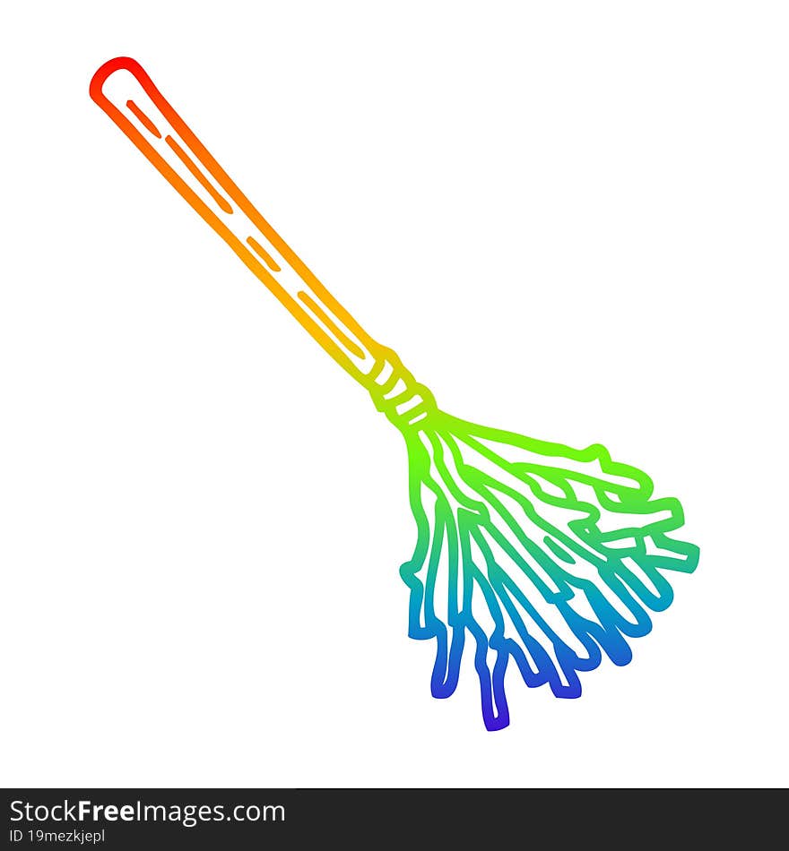 rainbow gradient line drawing cartoon witches broomstick