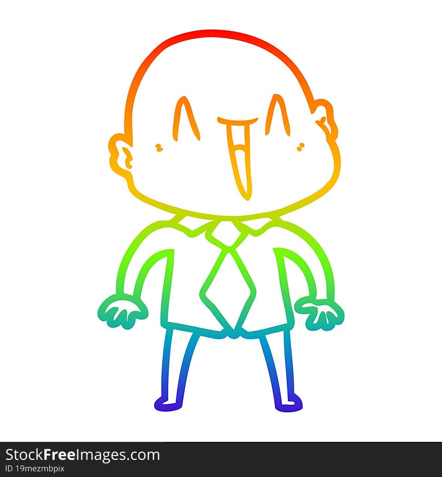 rainbow gradient line drawing happy cartoon bald man