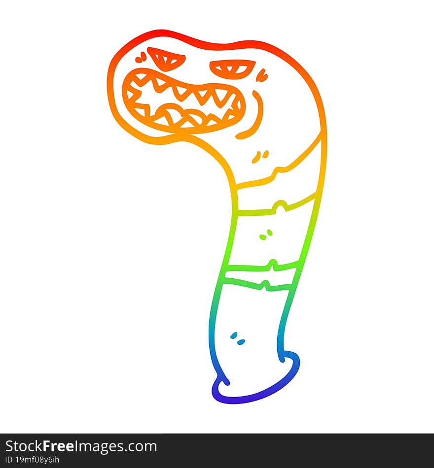 rainbow gradient line drawing cartoon monster leech