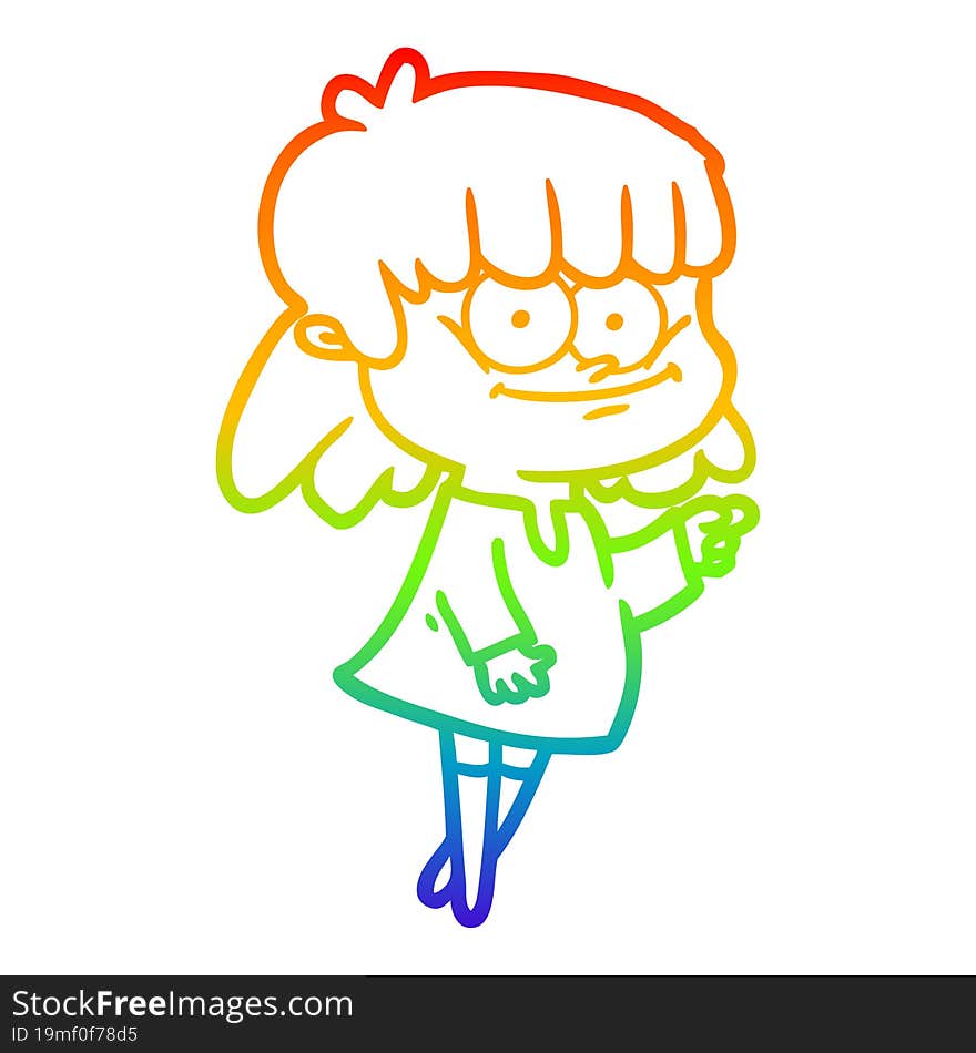 rainbow gradient line drawing cartoon smiling woman