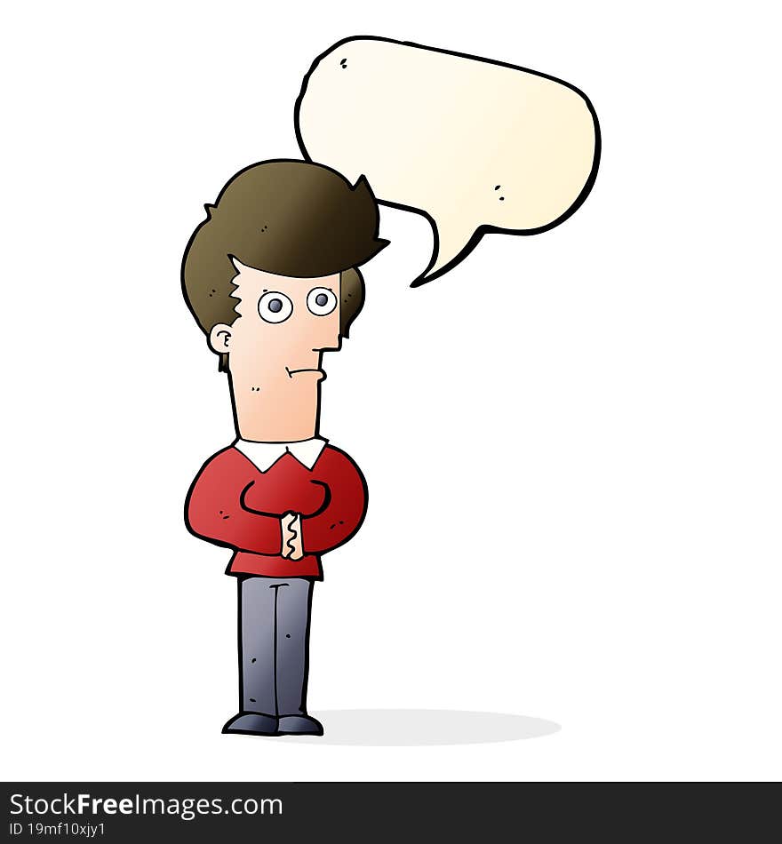 cartoon man staring with speech bubble