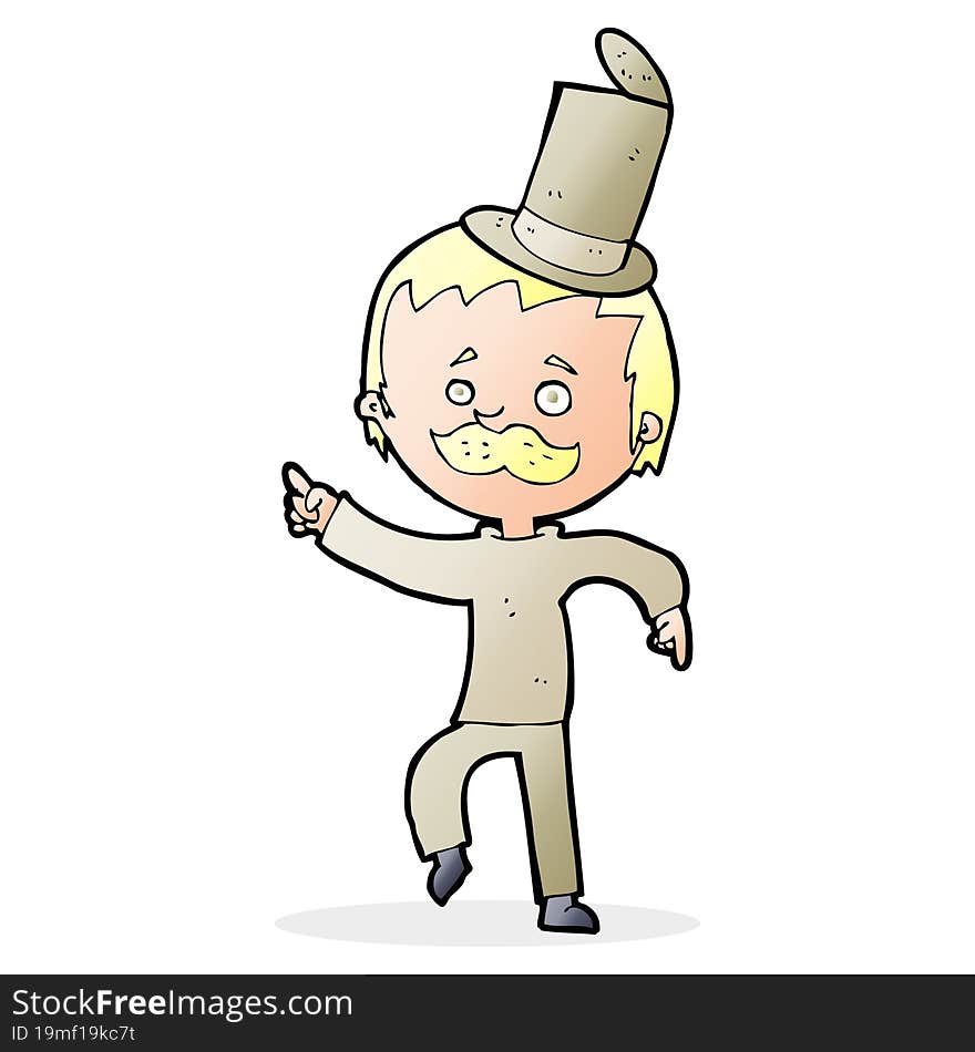 Cartoon Man In Broken Old Hat