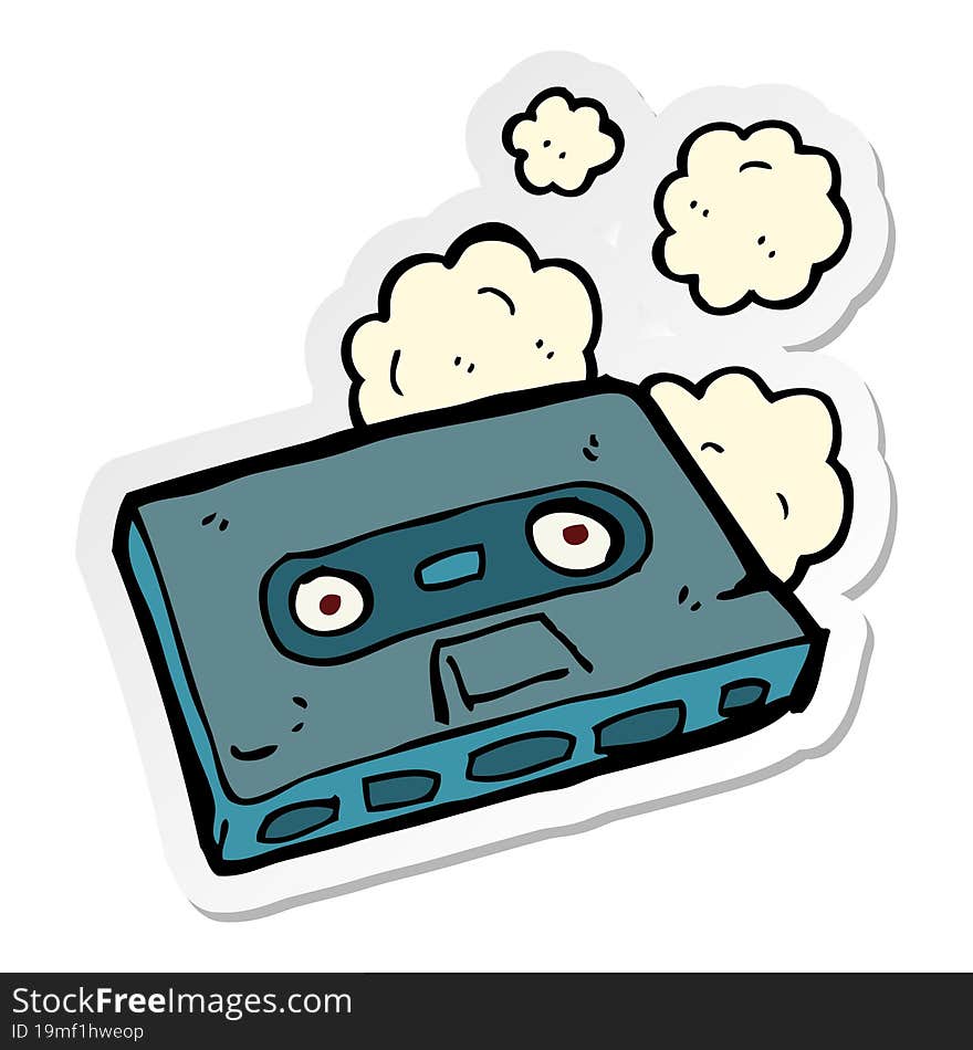 sticker of a cartoon cassette tape