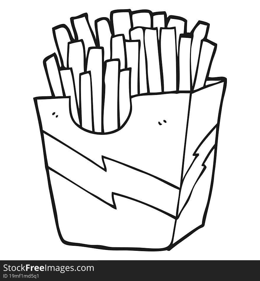 Black And White Cartoon French Fries