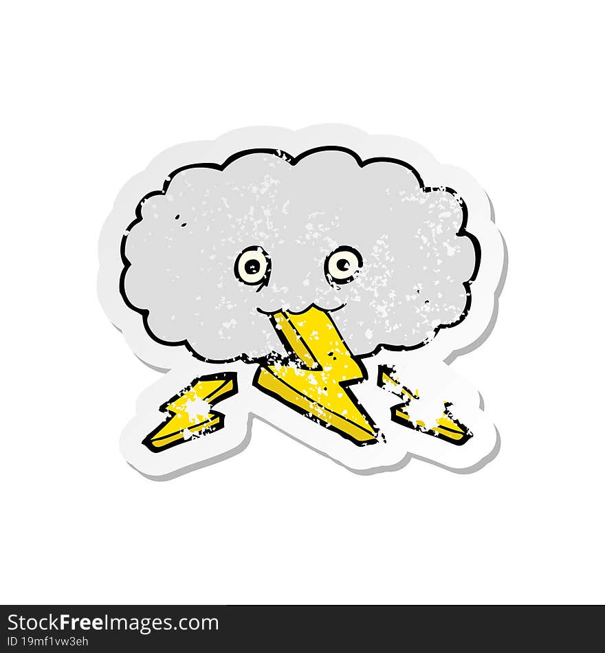 retro distressed sticker of a cartoon thundercloud