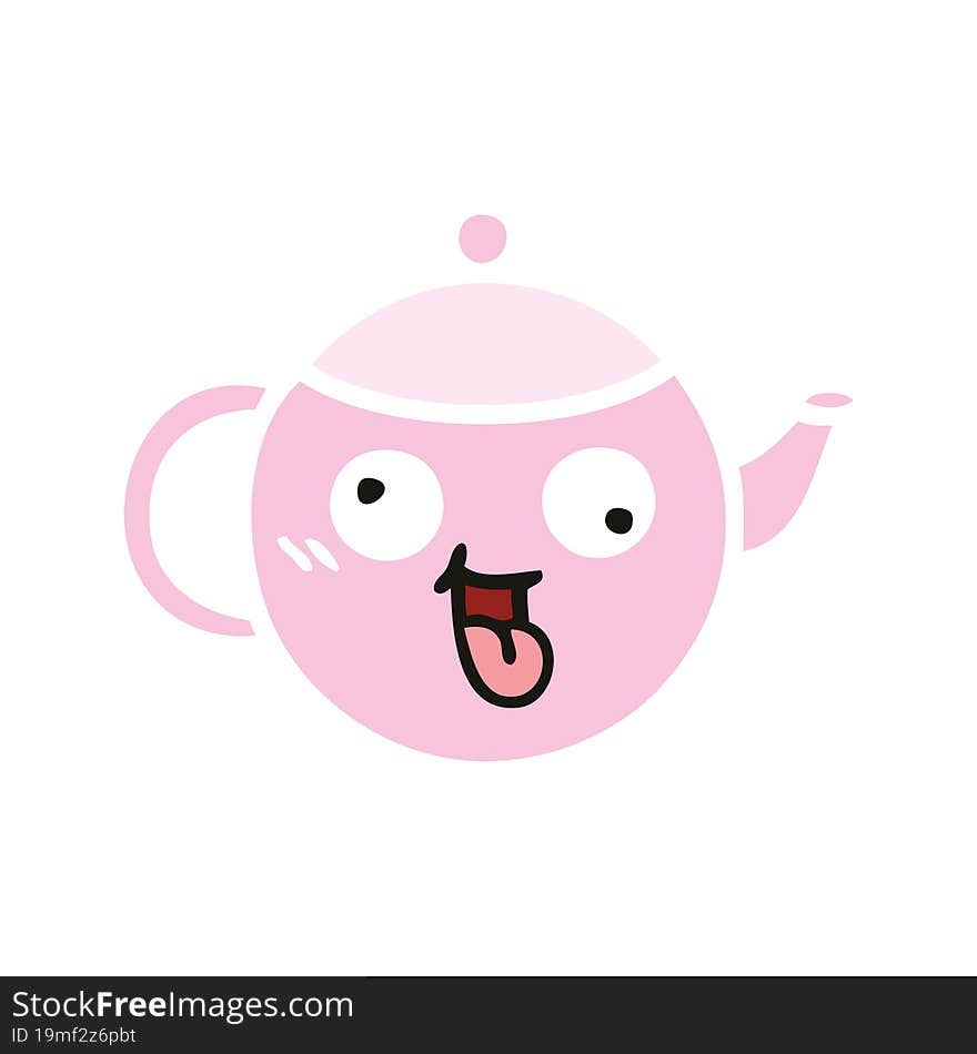 flat color retro cartoon teapot