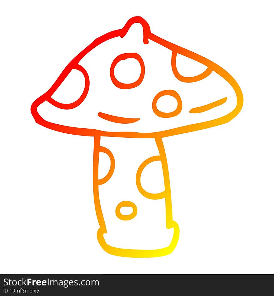 warm gradient line drawing cartoon mushroom