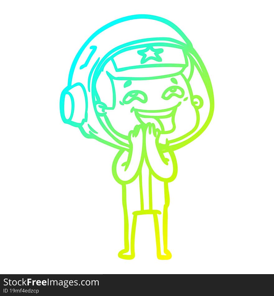 cold gradient line drawing cartoon laughing astronaut