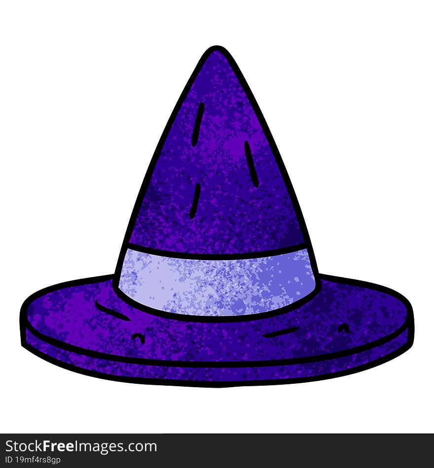 textured cartoon doodle of a witches hat