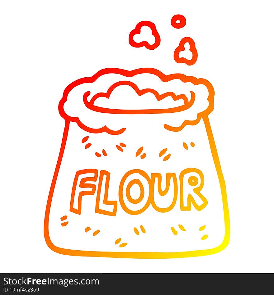 warm gradient line drawing cartoon bag of flour