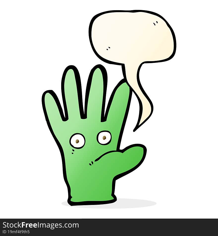 Cartoon Hand With Eyes With Speech Bubble