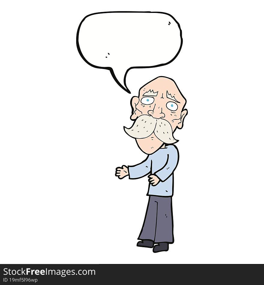 Cartoon Lonely Old Man With Speech Bubble