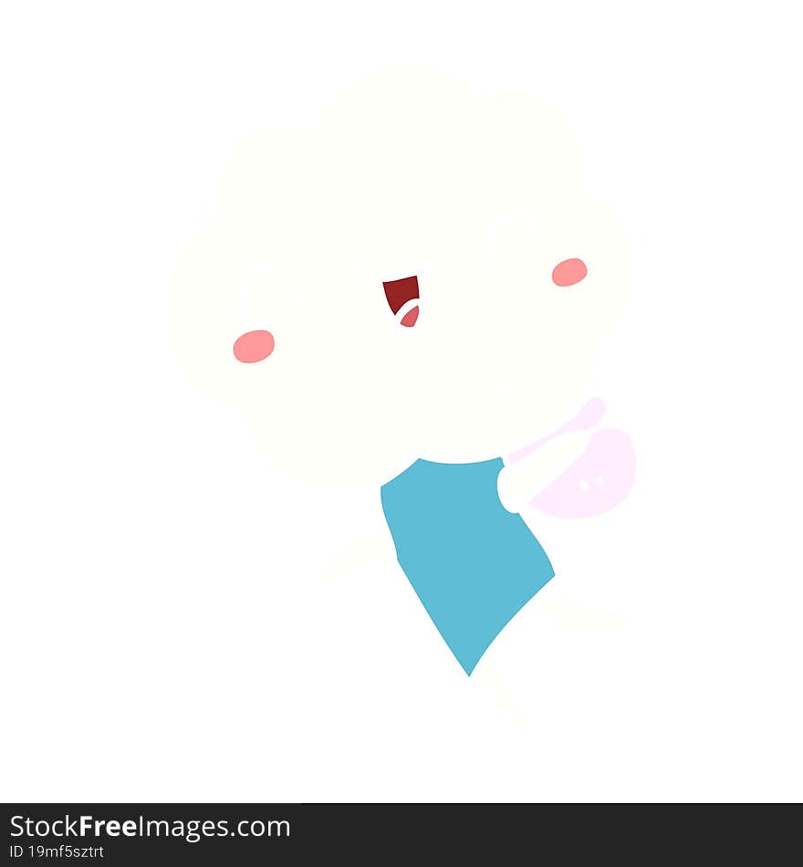 cute flat color style cartoon cloud head creature