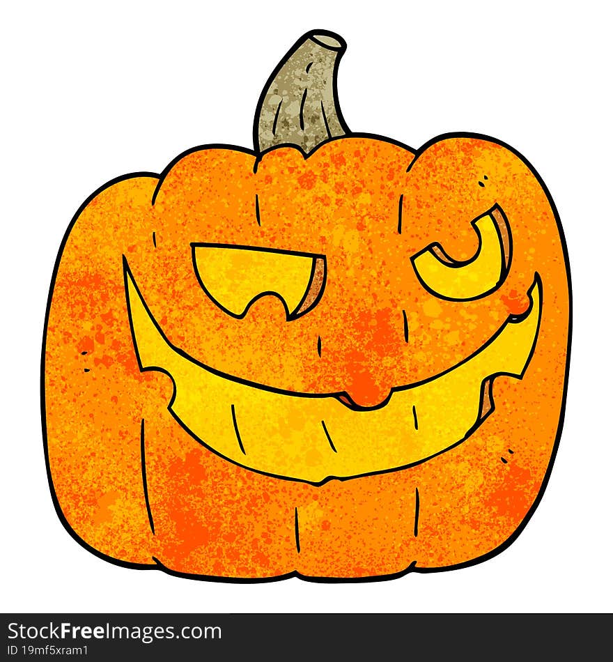 freehand textured cartoon halloween pumpkin