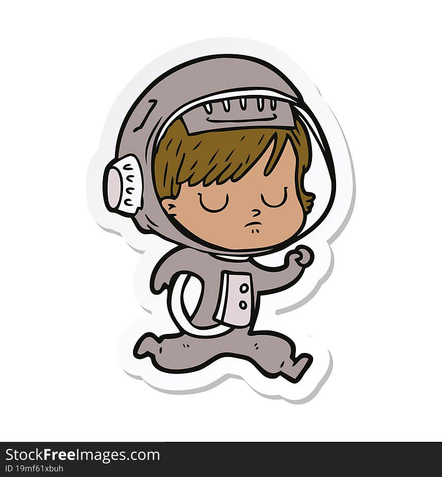 sticker of a cartoon astronaut woman