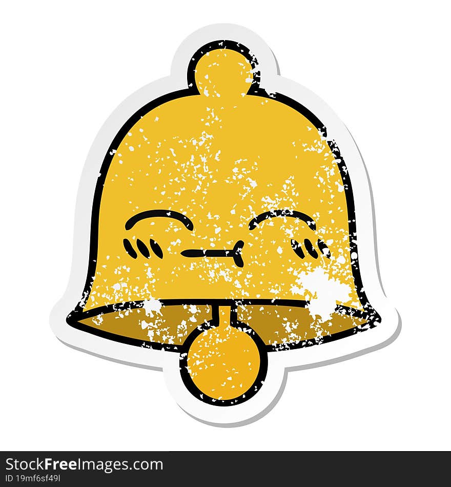 distressed sticker of a cute cartoon bell