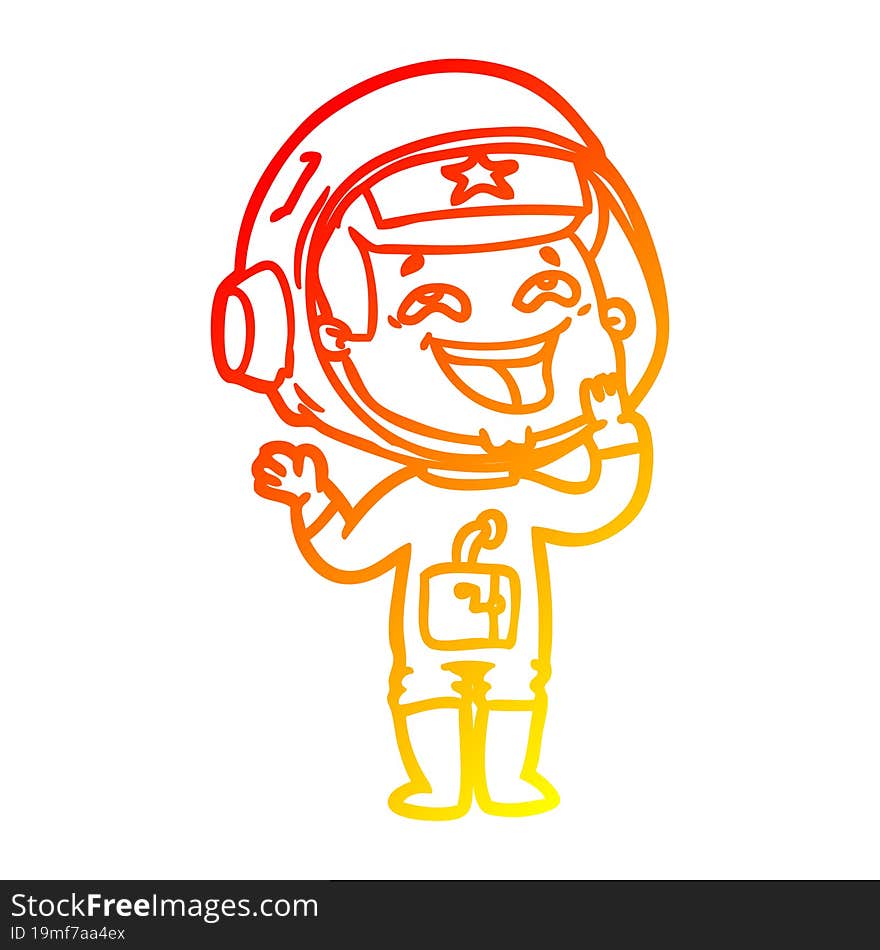 warm gradient line drawing cartoon laughing astronaut