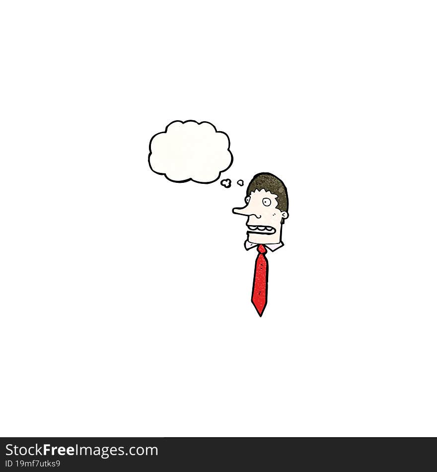 cartoon businessman s head with thought bubble