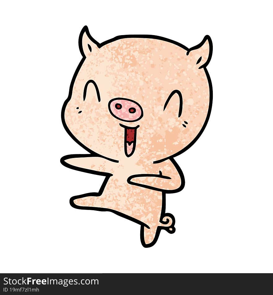 cartoon pig dancing. cartoon pig dancing