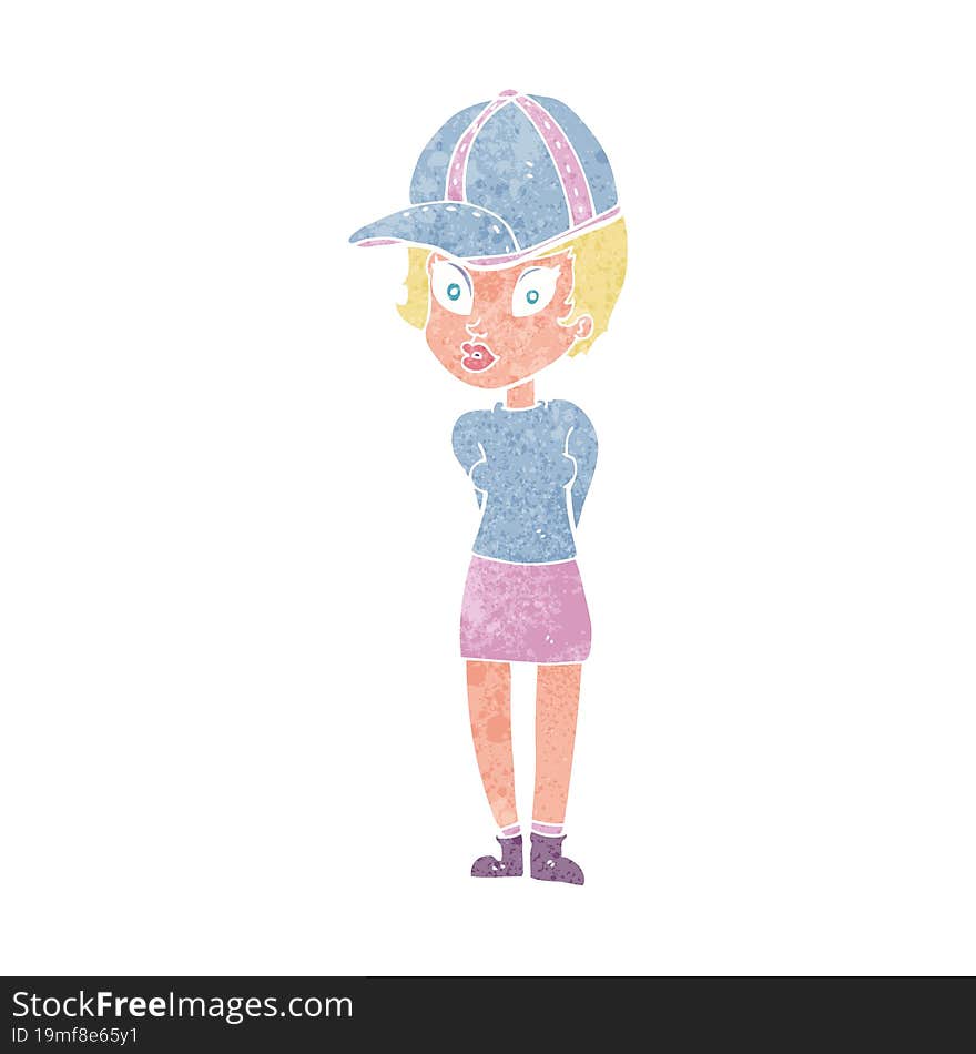 cartoon woman in hat