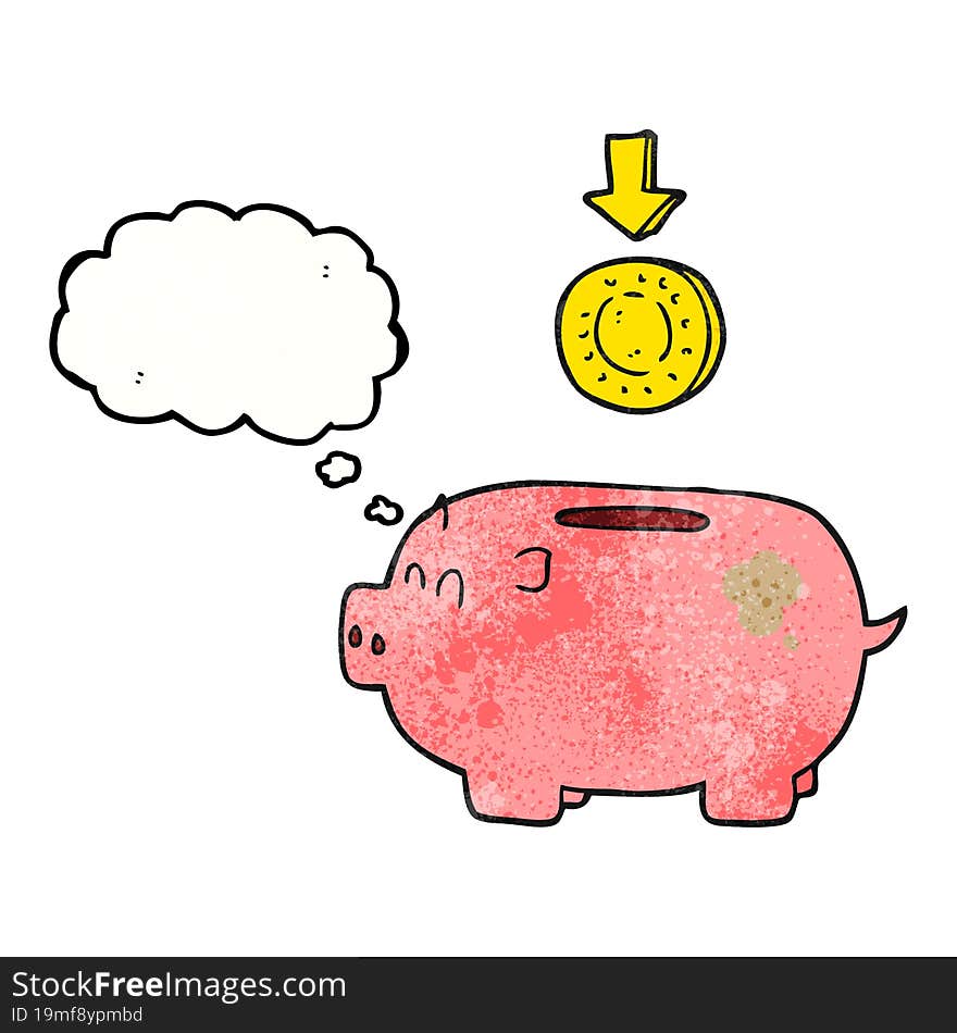 thought bubble textured cartoon piggy bank