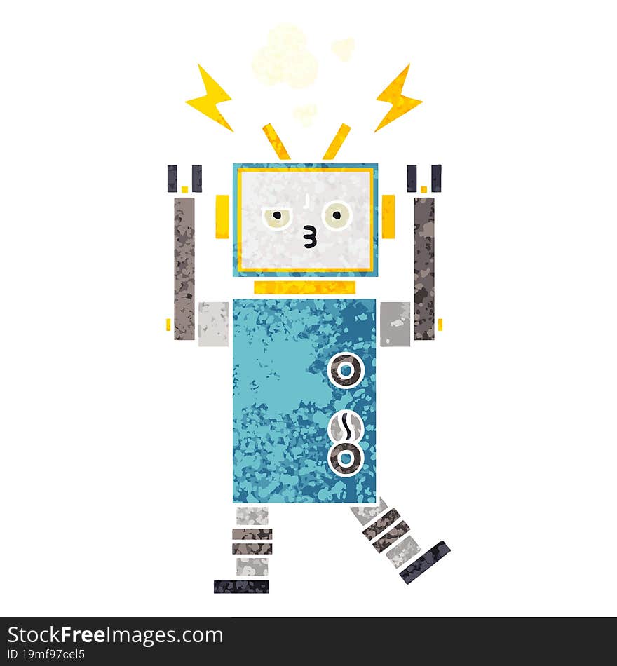 Retro Illustration Style Cartoon Robot