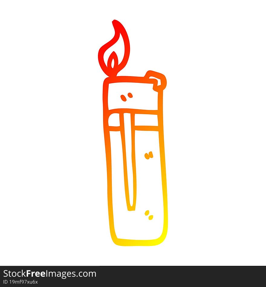 warm gradient line drawing of a cartoon disposable lighter