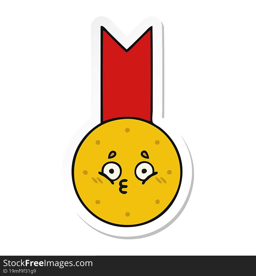 sticker of a cute cartoon gold medal