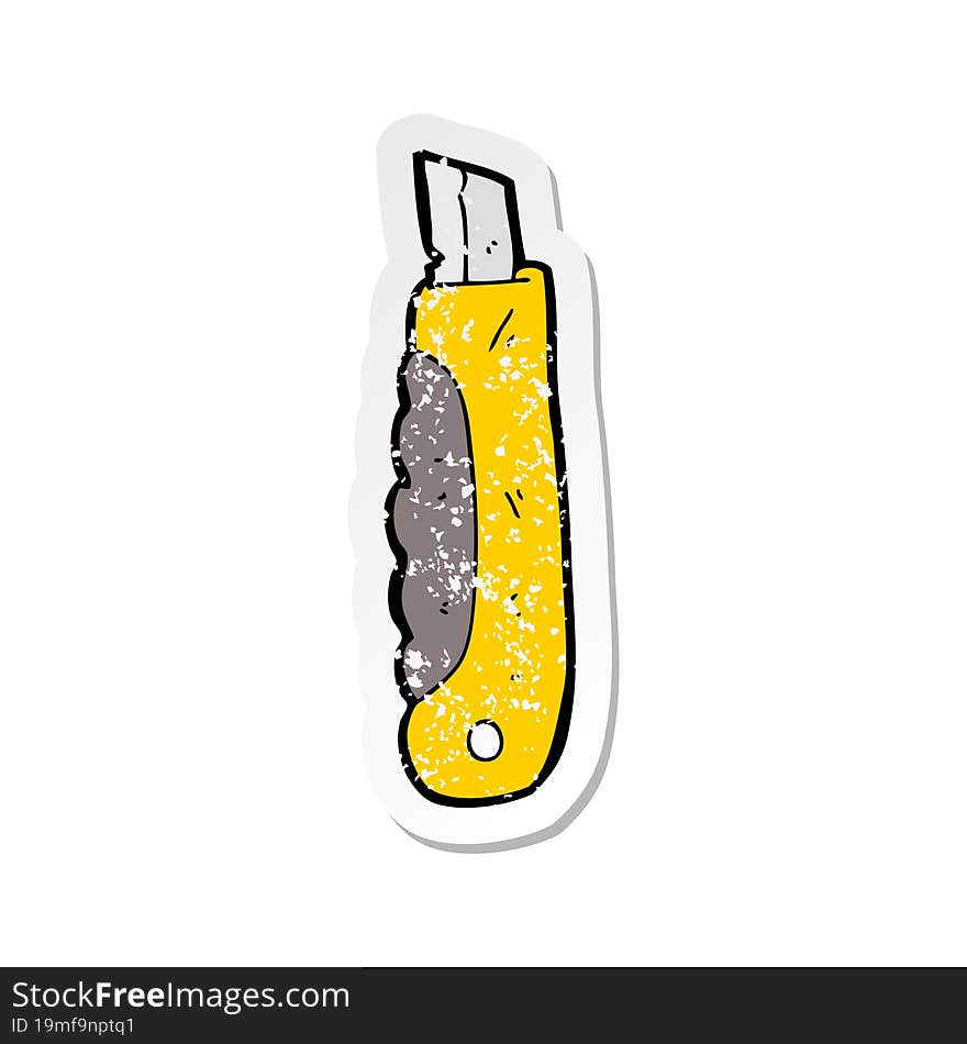 retro distressed sticker of a cartoon construction knife