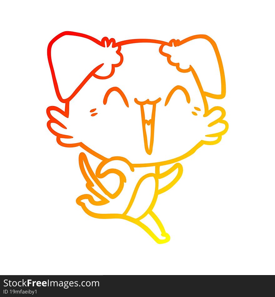 warm gradient line drawing happy little dog cartoon