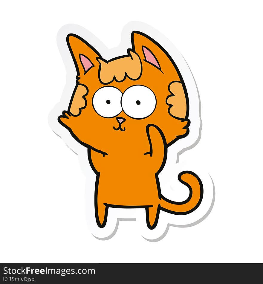 sticker of a happy cartoon cat