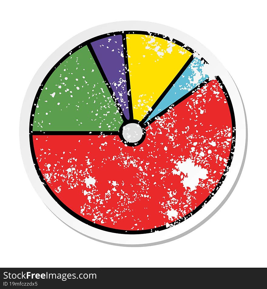 Distressed Sticker Of A Cute Cartoon Pie Chart