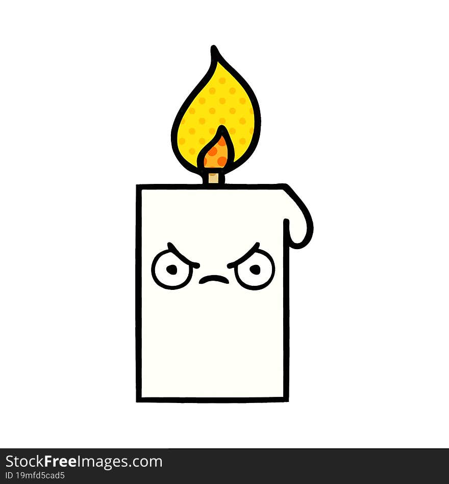 comic book style cartoon of a lit candle