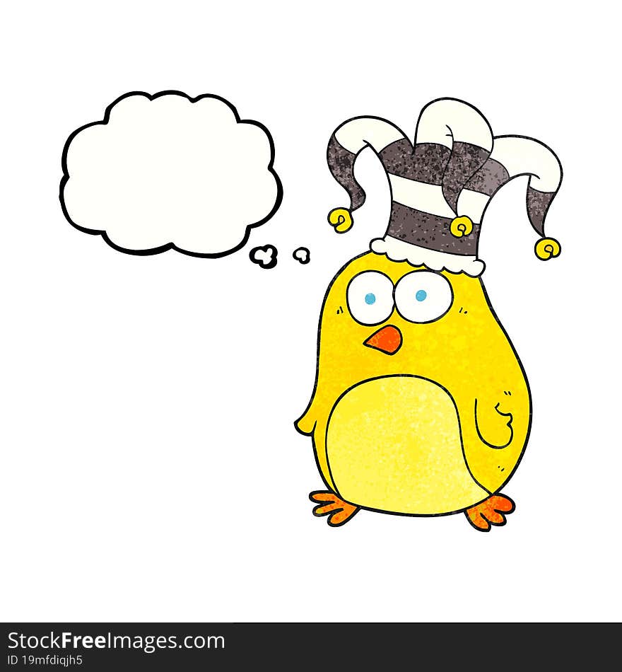 freehand drawn thought bubble textured cartoon funny bird