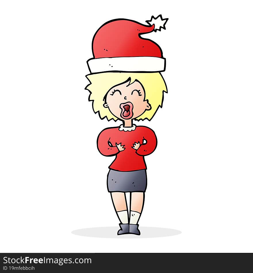 cartoon woman getting ready for christmas