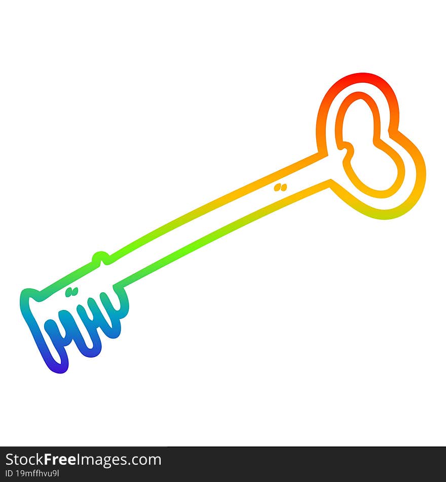 rainbow gradient line drawing of a cartoon fancy old key