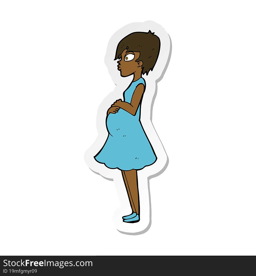 Sticker Of A Cartoon Pregnant Woman