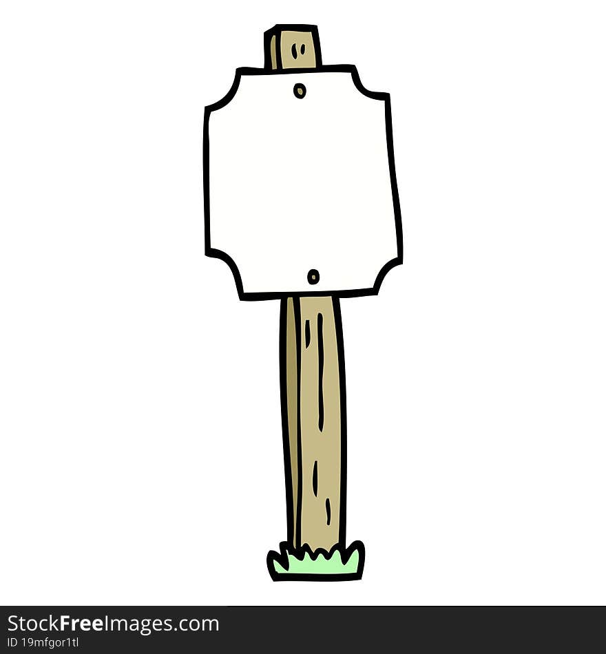 hand drawn doodle style cartoon blank sign post