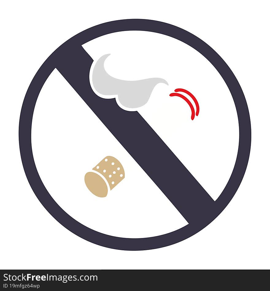 flat color retro cartoon of a no smoking allowed sign