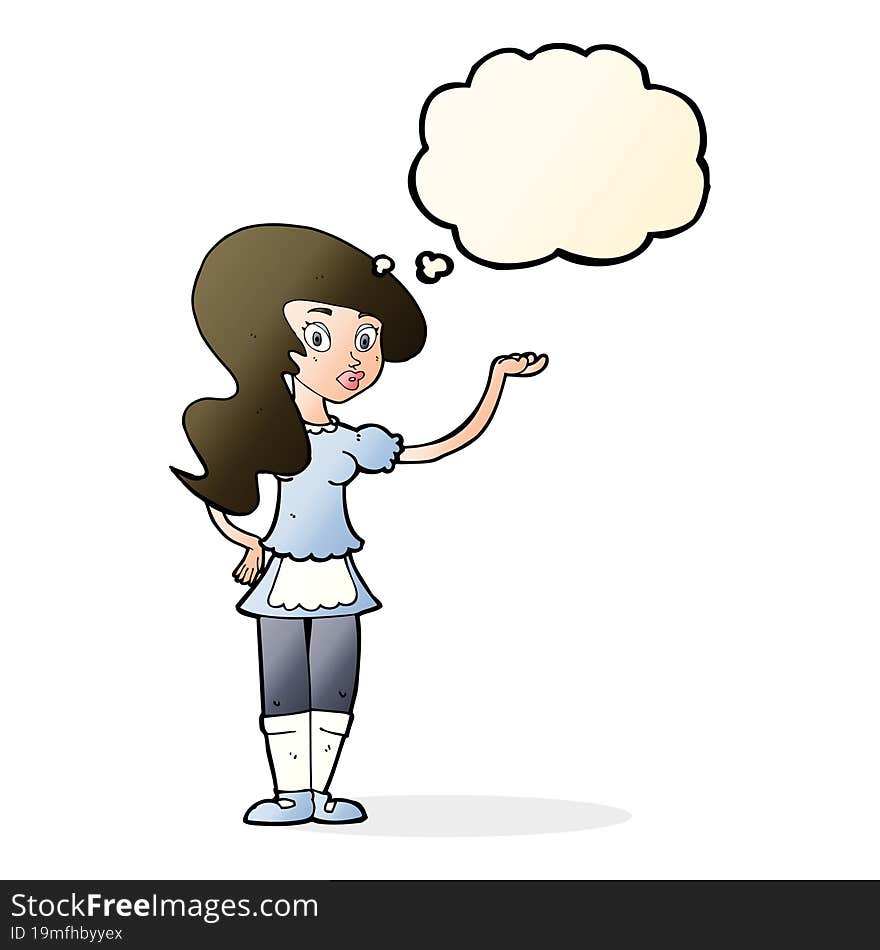 Cartoon Waitress With Thought Bubble