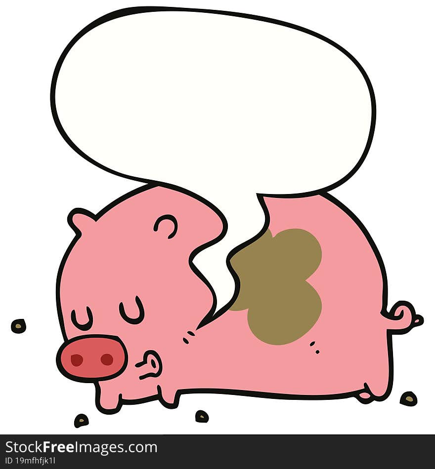 cute cartoon pig and speech bubble