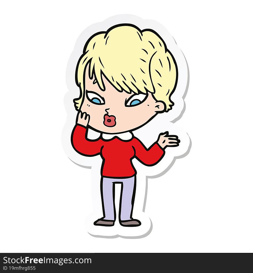 sticker of a cartoon woman