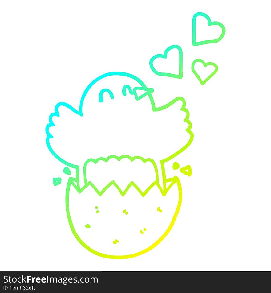 cold gradient line drawing cute hatching chick cartoon