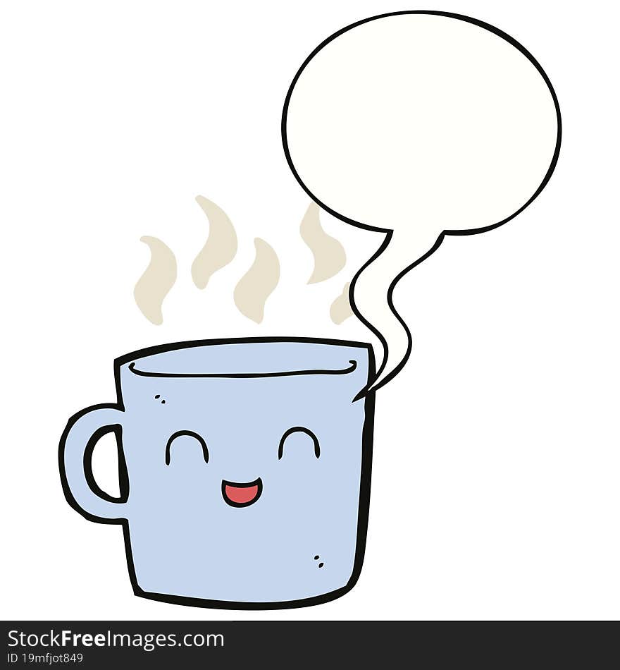 cute coffee cup cartoon with speech bubble. cute coffee cup cartoon with speech bubble