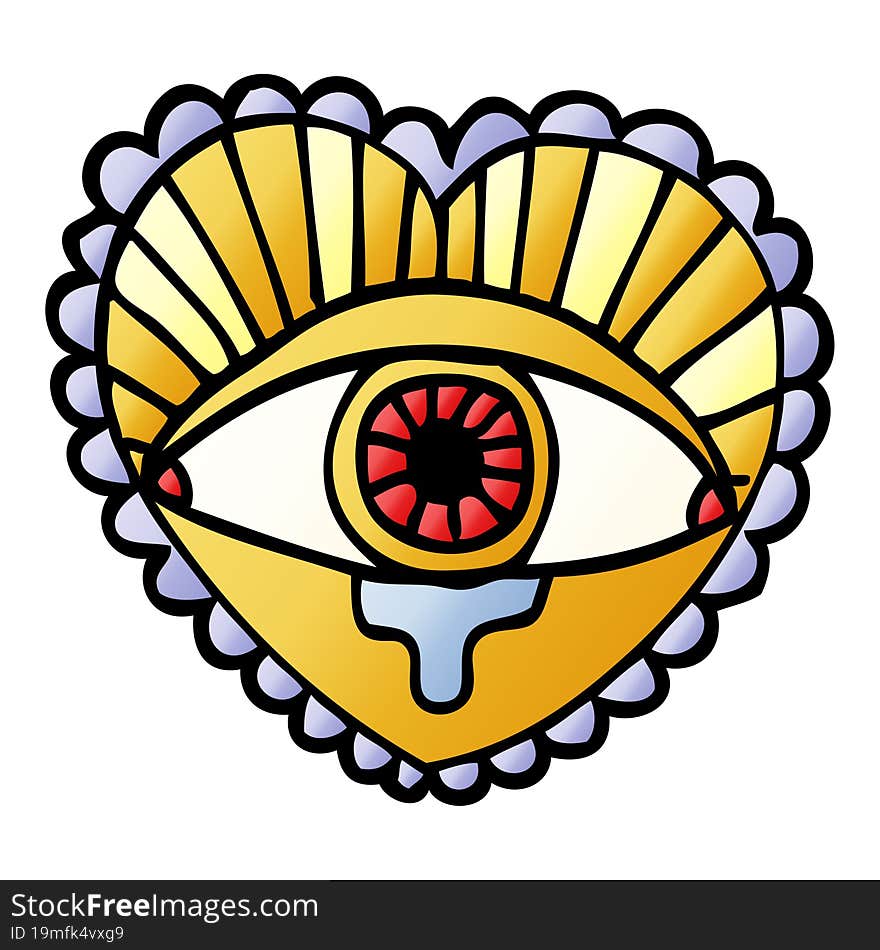 cartoon doodle crying eye heart tattoo symbol