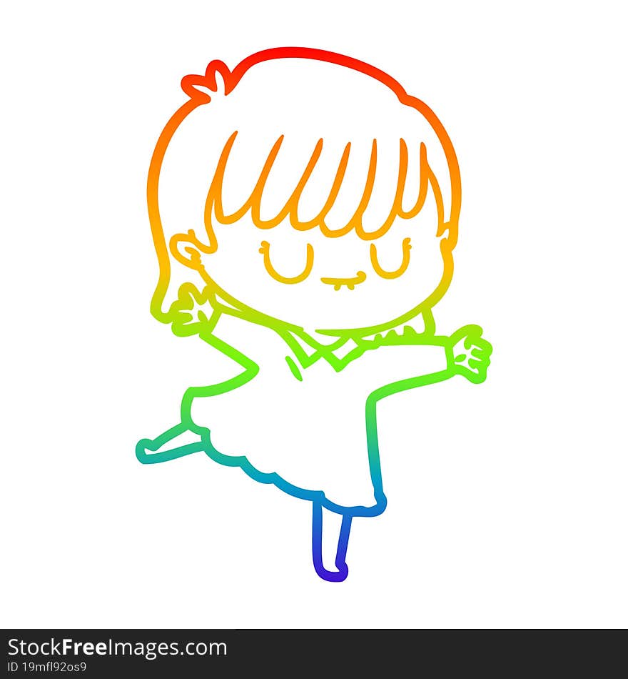 rainbow gradient line drawing of a cartoon woman