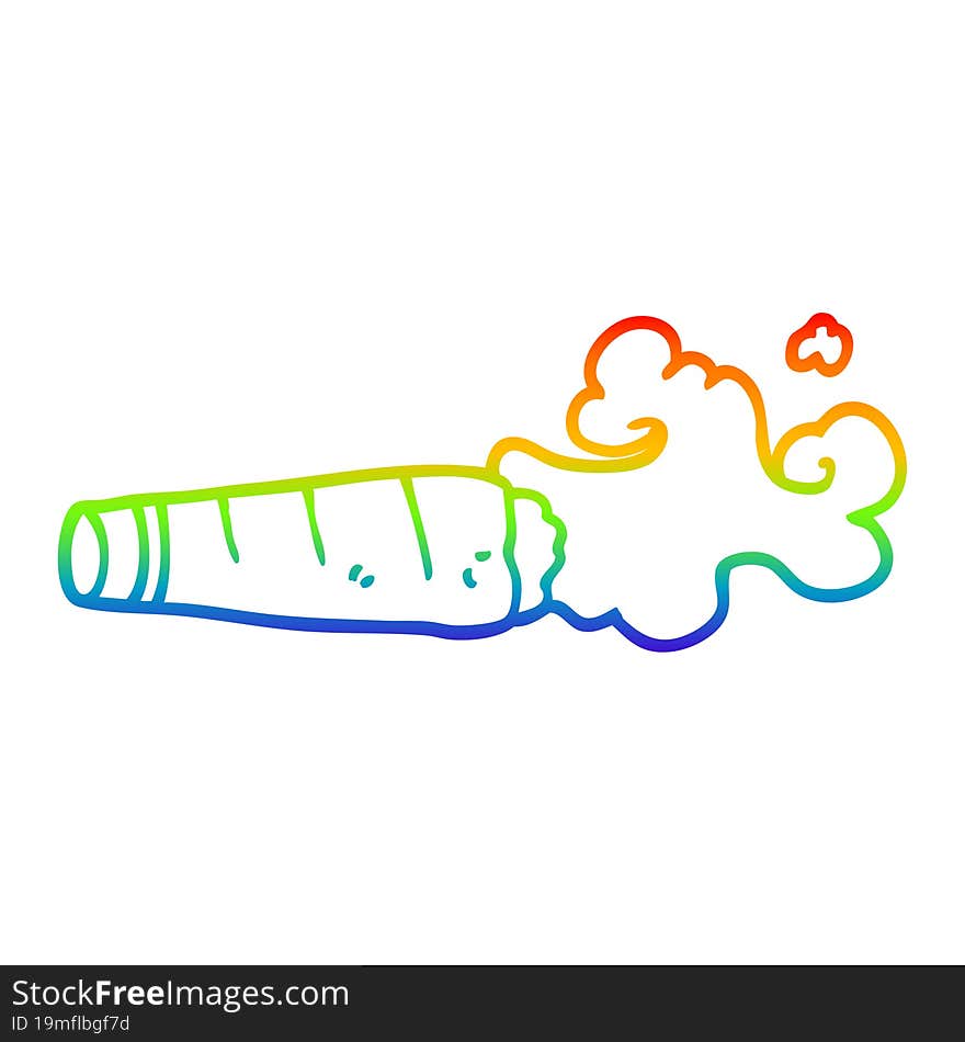 rainbow gradient line drawing cartoon smoking cigar