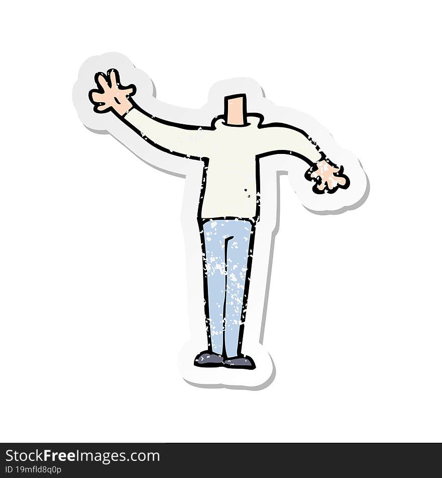 retro distressed sticker of a cartoon male gesturing body